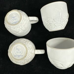 Christian Dior French Country Rose White Embossed Ceramic Cup Set